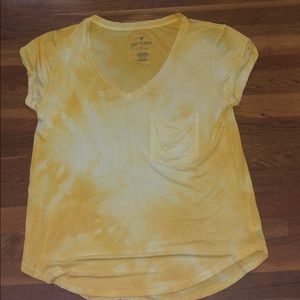 Yellow V-neck T-shirts